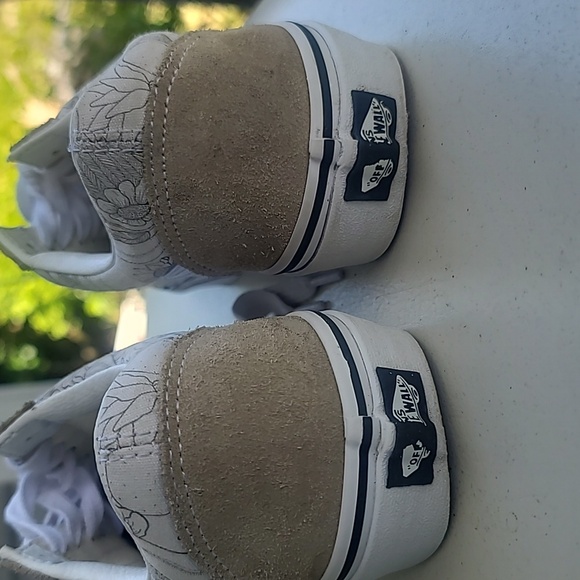 Vans Old Skool Sneakers Men's 8 Women's 9.5 Skate Shoes White Tan Floral Suede - Picture 4 of 10